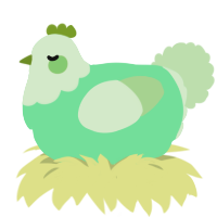 A spring and gluppy chicken with a head pattern