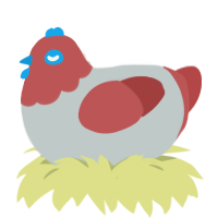 A silver and red chicken with a head pattern