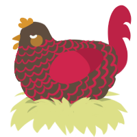 A bark and crimson chicken with a lace pattern