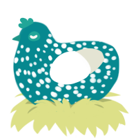 (unnamed), a teal and white chicken with a speckle pattern