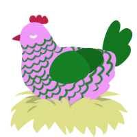 A lavender and leaf chicken with a lace pattern