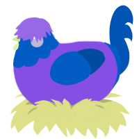 (unnamed), a blurple and ultramarine chicken with a head pattern