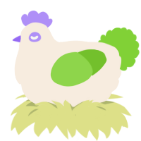 A cream and grass chicken