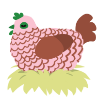 A rose and russet chicken with a lace pattern