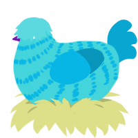(unnamed), a aqua and cerulean chicken with a bar pattern
