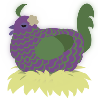 A violet and leaf chicken with a lace pattern