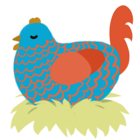 A cerulean and vermilion chicken with a lace pattern