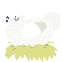 A white chicken with a lace pattern