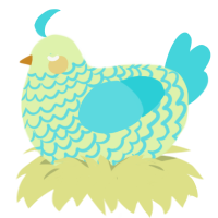 A apple and aqua chicken with a lace pattern