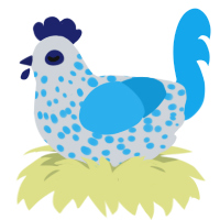 A mist and sky chicken with a speckle pattern