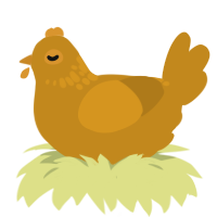 A ochre chicken with a neck-speckle pattern