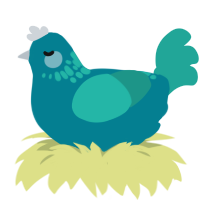 A sea and turquoise chicken with a neck-speckle pattern