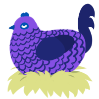 A blurple and navy chicken with a lace pattern