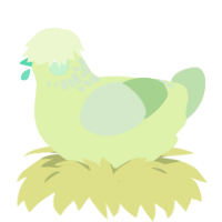 Slime, a apple and gluppy chicken with a neck-speckle pattern