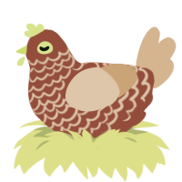 A russet and beige chicken with a lace pattern