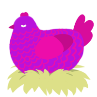 A amethyst and fuchsia chicken with a lace pattern