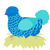 A sapphire and aqua chicken with a lace pattern
