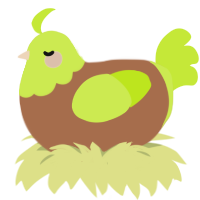 A brown and lime chicken with a head pattern