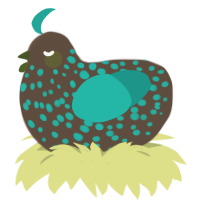 (unnamed), a bark and turquoise chicken with a speckle pattern