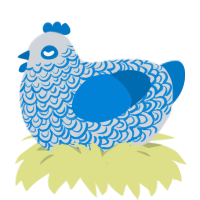 A mist and sapphire chicken with a double-lace pattern
