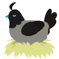 A ash and sable chicken with a head pattern