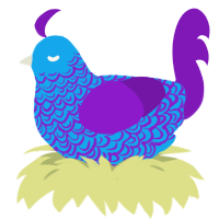 A sky and violet chicken with a double-lace pattern