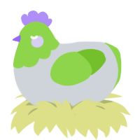Infinity, a mist and grass chicken with a head pattern