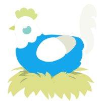 Seaspray, a sky and white chicken with a head pattern