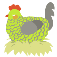 Tennis ball, a lime and ash chicken with a lace pattern