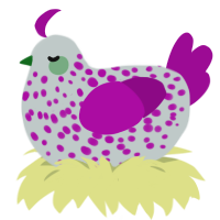 au gratin, a silver and plum chicken with a speckle pattern