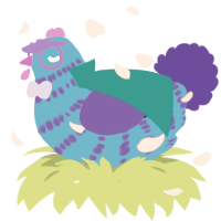 A sky and indigo chicken with a bar pattern