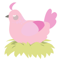 A rose and pink chicken with a neck-speckle pattern