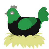 (unnamed), a black and viridian chicken with a head pattern