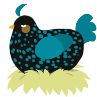 女王, a black and sea chicken with a speckle pattern