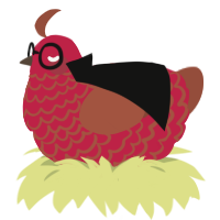 A crimson and russet chicken with a lace pattern