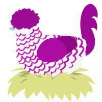 A white and plum chicken with a lace pattern