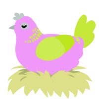 A lavender and lime chicken with a neck-band pattern