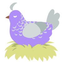 A lilac and silver chicken with a half-lace pattern