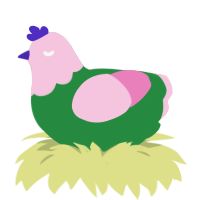 Green Shirt, a viridian and pink chicken with a head pattern