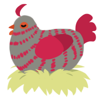 A ash and crimson chicken with a bar pattern