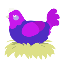 A indigo and amethyst chicken with a head pattern