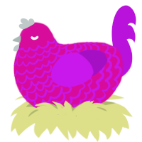 A fuchsia and amethyst chicken with a lace pattern