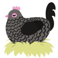 A grey and sable chicken with a lace pattern