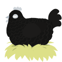 A black and sable chicken with a lace pattern