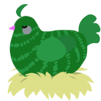 A leaf and viridian chicken with a bar pattern