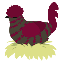 A grey and wine chicken with a bar pattern