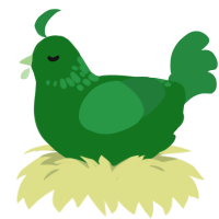 A leaf and viridian chicken with a neck-speckle pattern