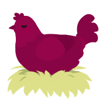 A maroon chicken with a head pattern