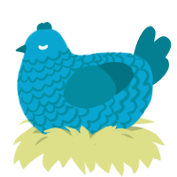 A cerulean and sea chicken with a lace pattern