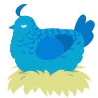 A cerulean and sapphire chicken with a half-lace pattern